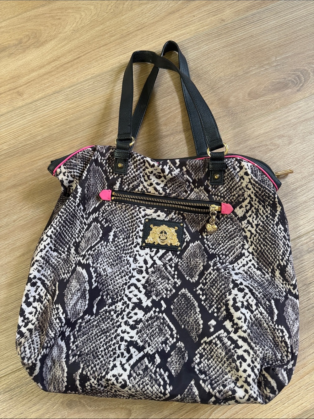 Juicy Couture VINTAGE Python-Print Tote Bag with Pink Accent - Women